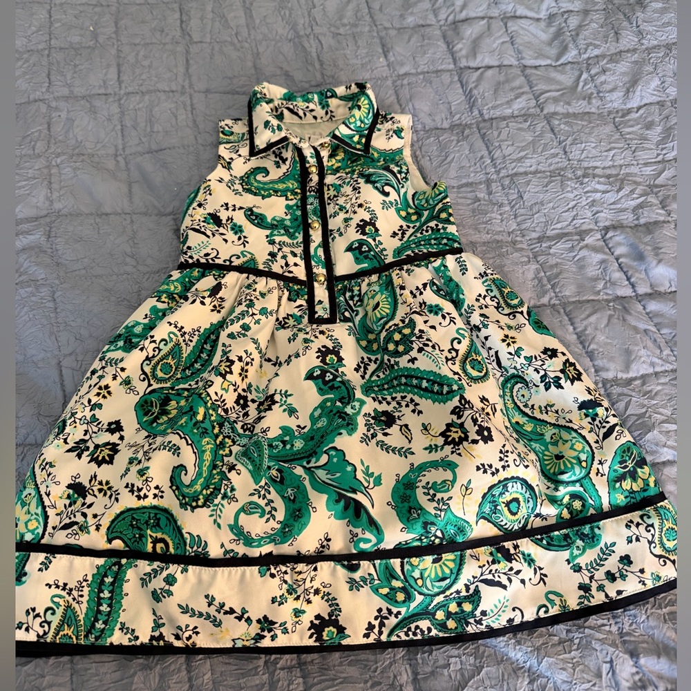 Janie and Jack Green Paisley Print Sleeveless Dress
